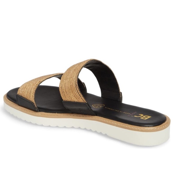 Golden Links Two Straps Casual Edgy Slides - Picture 4 of 5